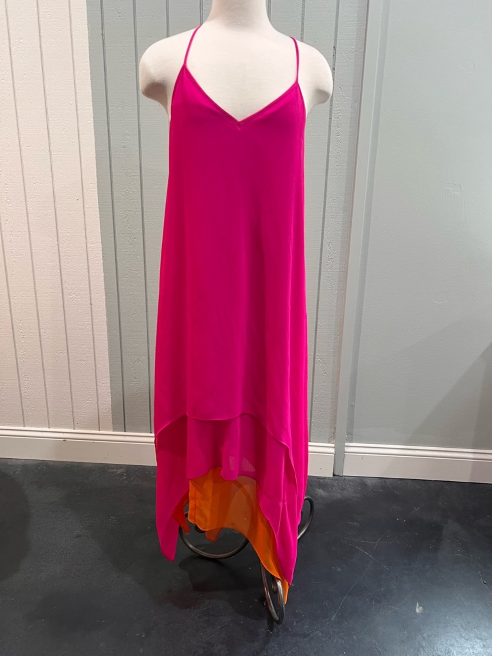 Hot Pink Spaghetti-Strap High-Low Slip Dress